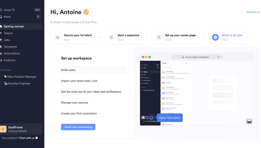Crew User Onboarding