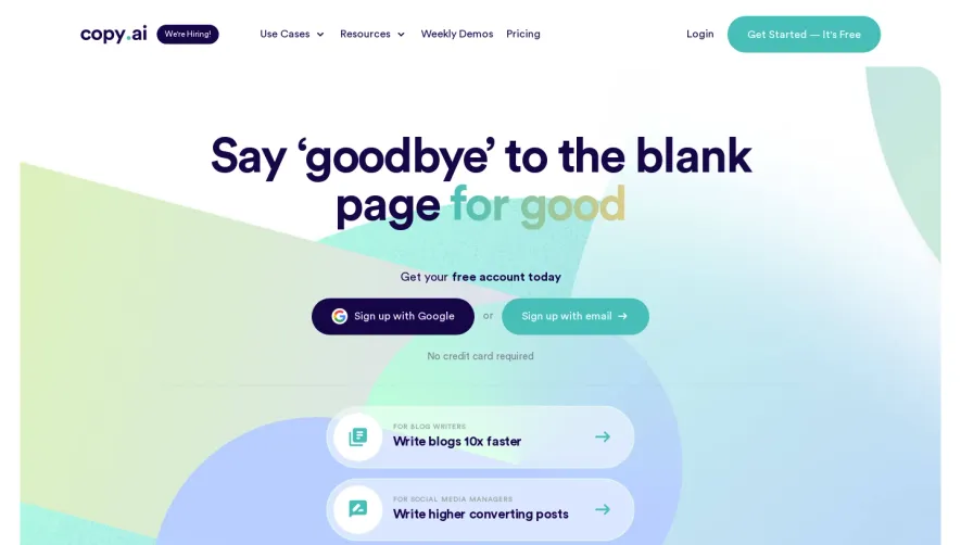 Copy.ai Landing Page