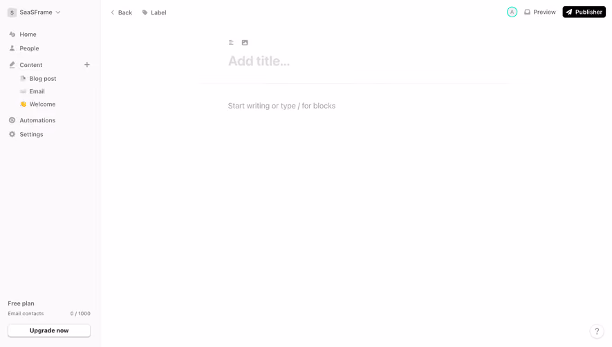 Audienceful Empty Text Editor