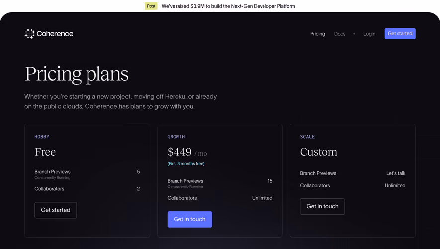 Coherence Pricing Page