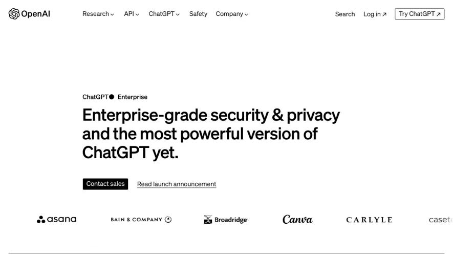 OpenAI Enterprise Page