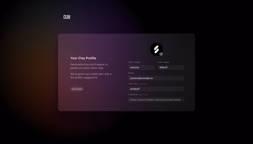 Clay Account Setup
