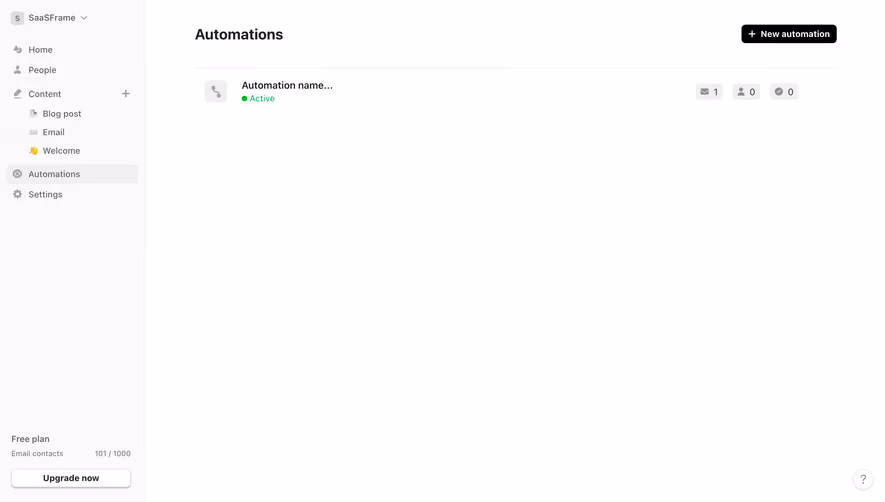 Audienceful Automations Table