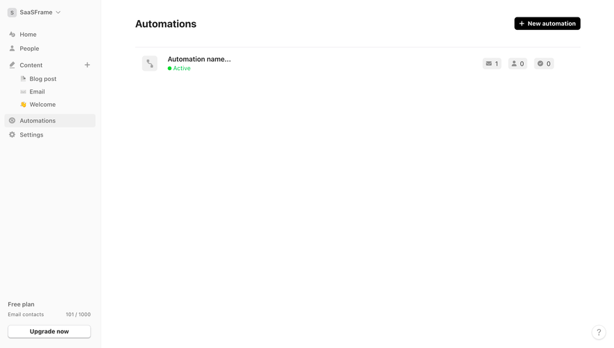 Audienceful Automations Table
