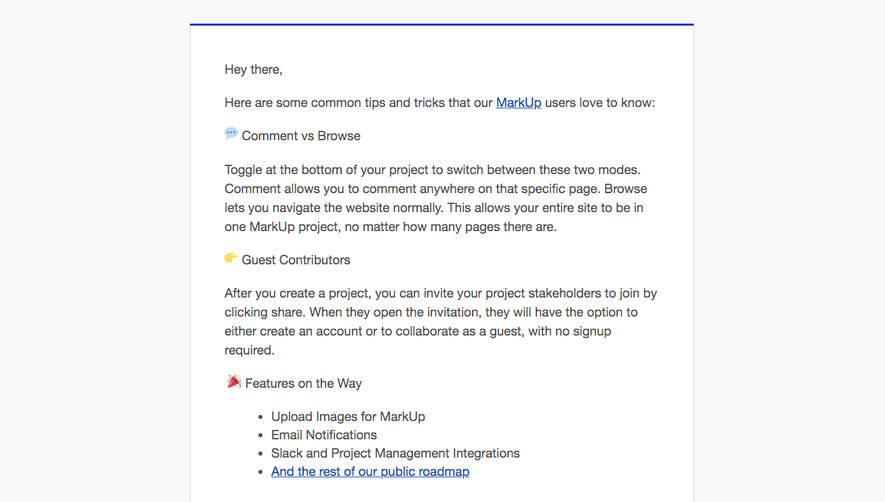 MarkUp Onboarding Emails