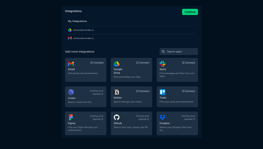 Klu Account Setup