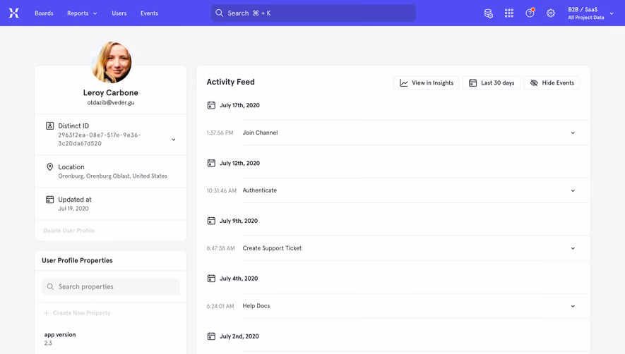 Mixpanel User Details