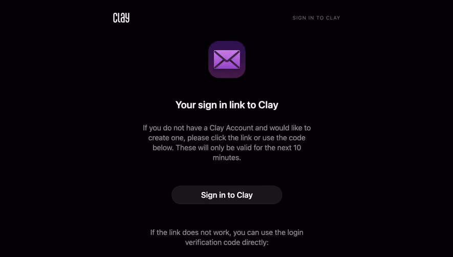 Clay Verification Email