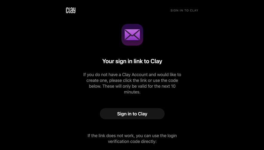 Clay Verification Email