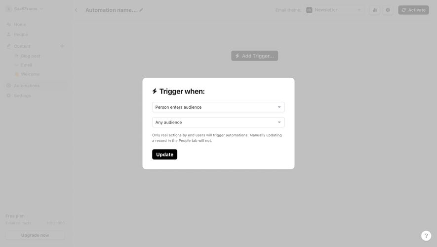 Audienceful Select Automation Trigger
