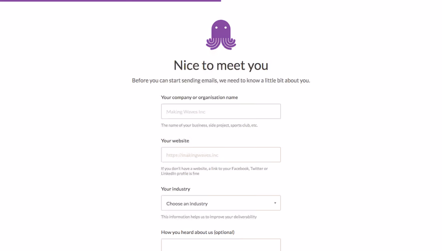 EmailOctopus Sign Up Flow