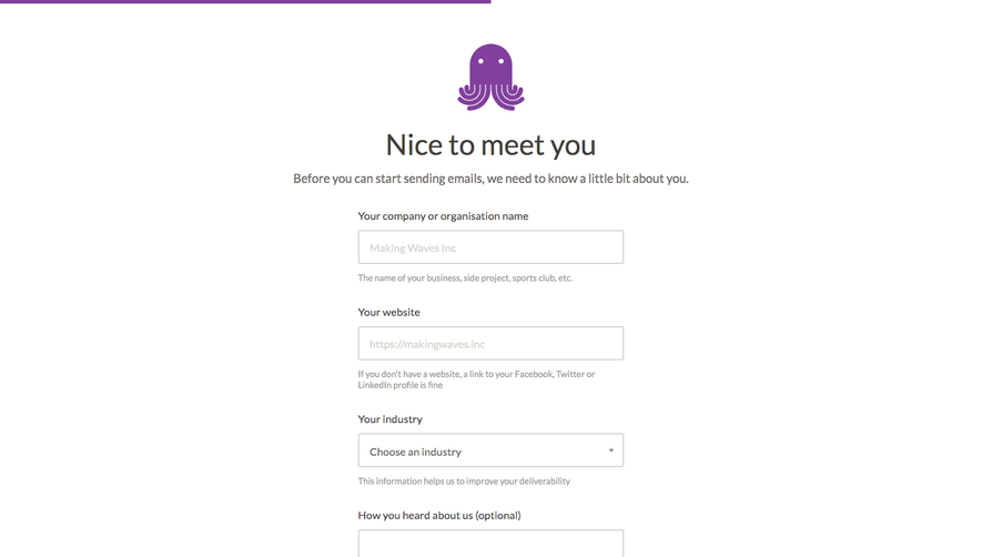 EmailOctopus Sign Up Flow