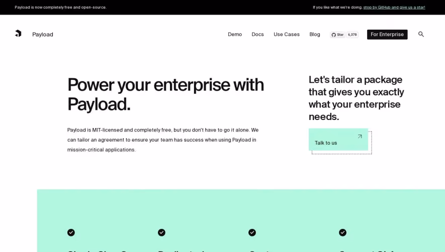 Payload Enterprise Page