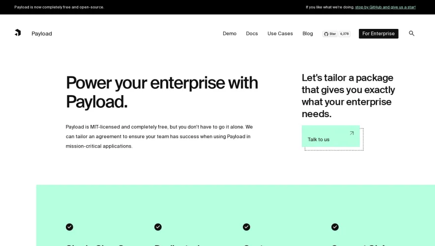 Payload Enterprise Page