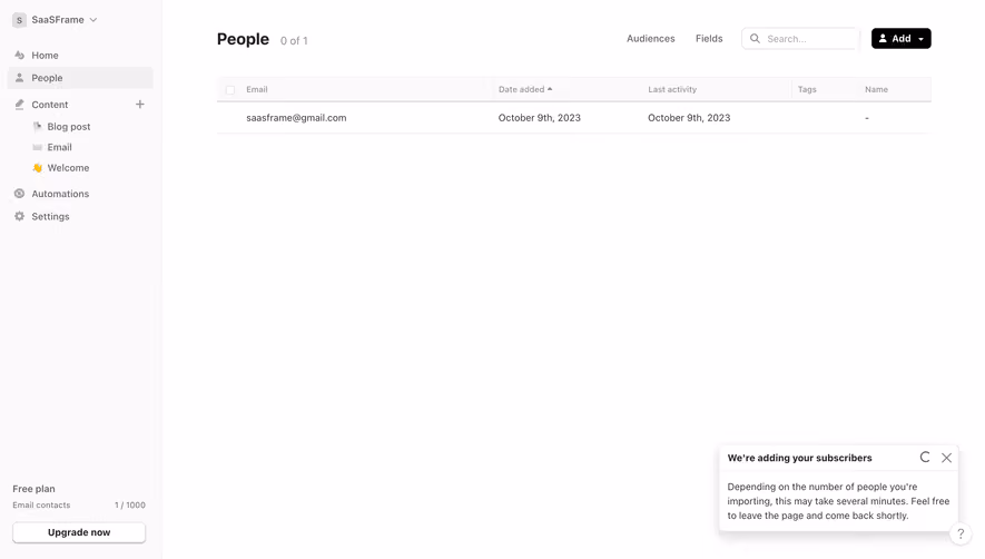 Audienceful People Table