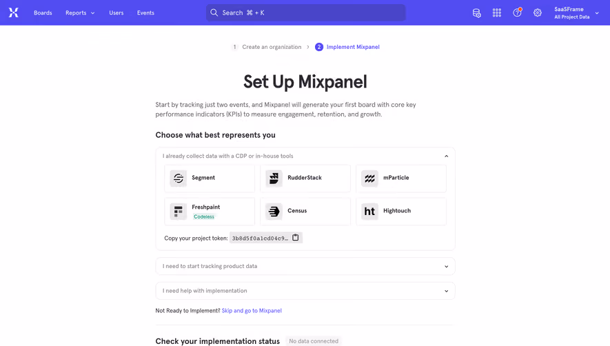 Mixpanel Account Setup