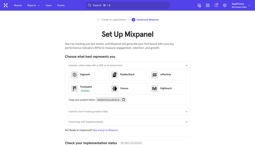 Mixpanel Account Setup