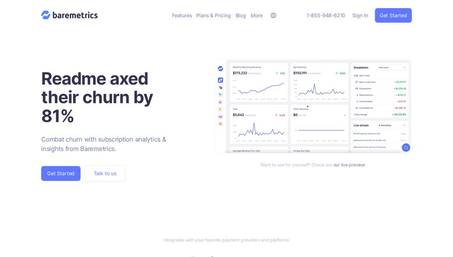 Baremetrics Landing Page