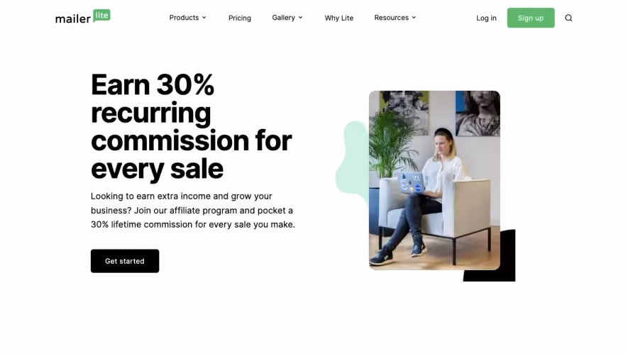MailerLite Affiliate Program Page