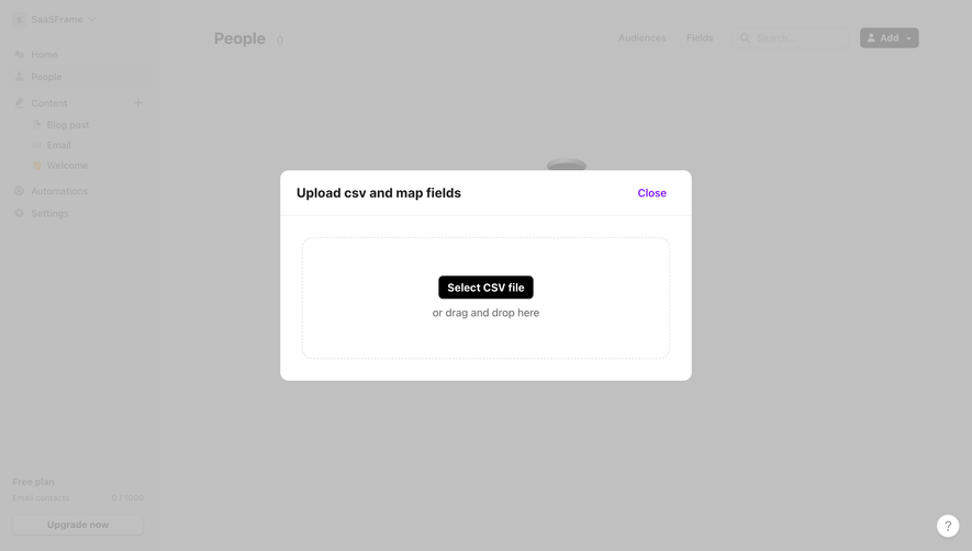 Audienceful Select CSV File