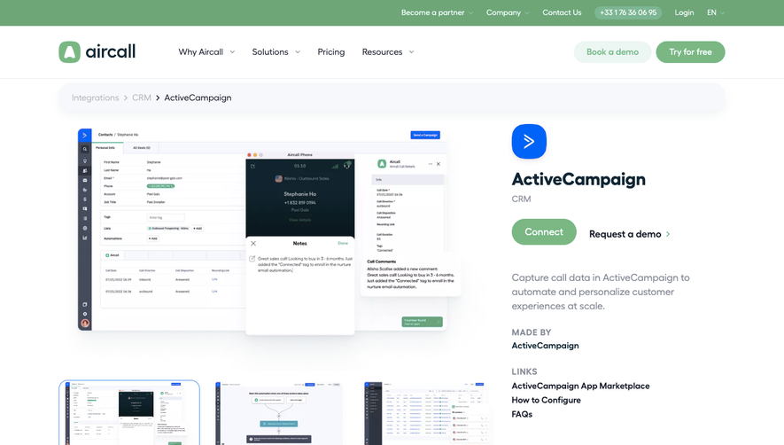 Aircall Integrations Page