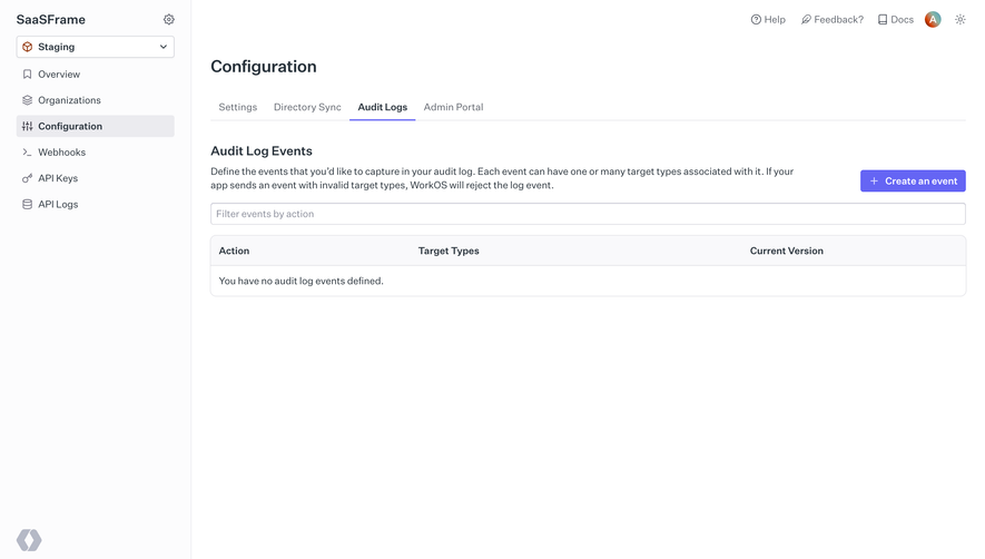 WorkOS Empty Audit Log