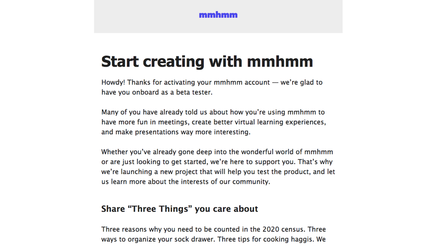 Mmhmm Early Access Emails