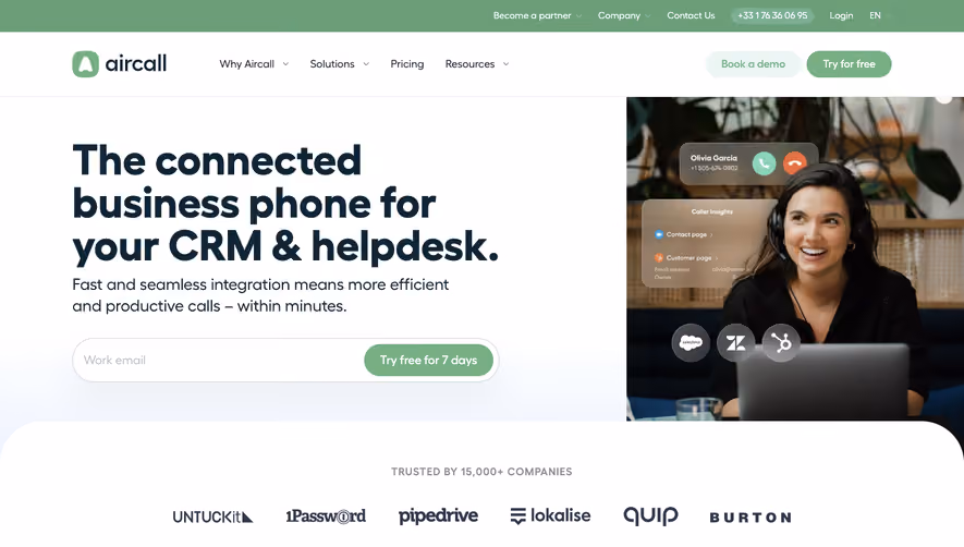 Aircall Landing Page