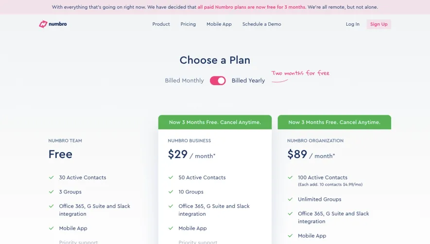 Numbro Pricing Page
