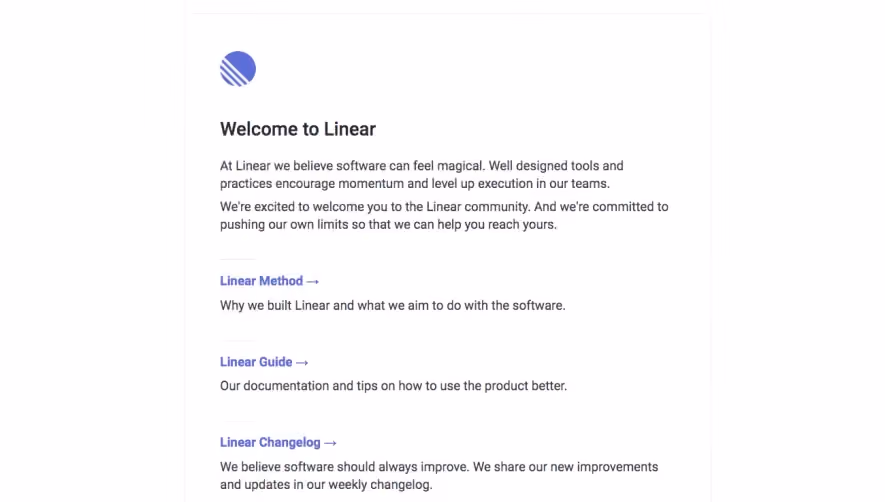 Linear Welcome Email