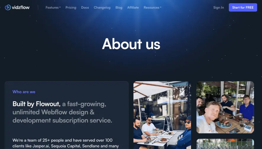 Vidzflow About Page