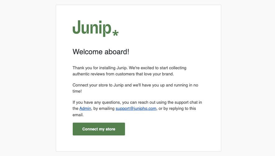 Junip Welcome Email