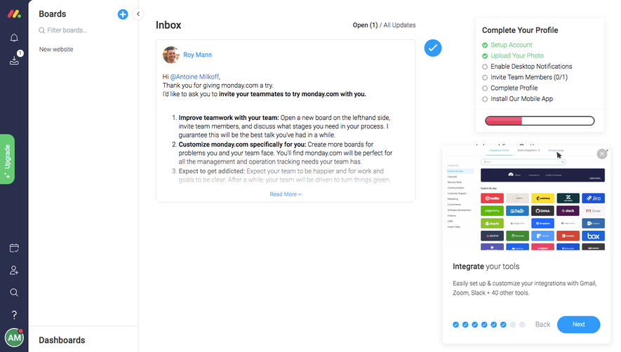 Monday User Onboarding