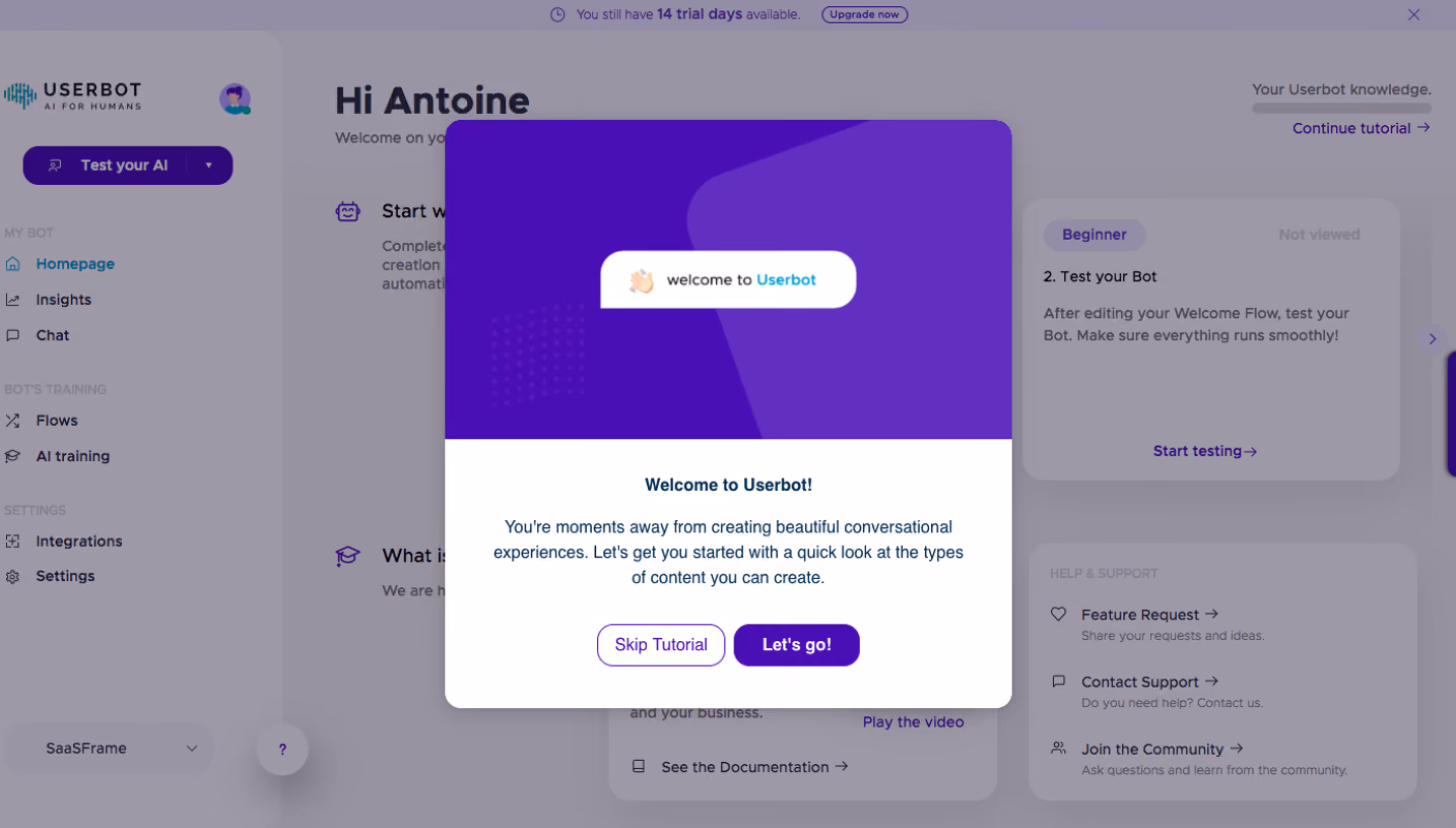 Userbot Product Tour