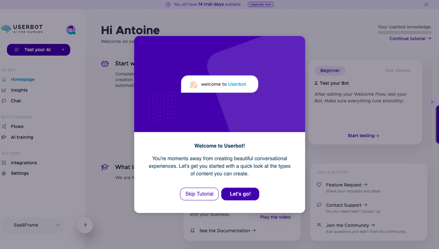 Userbot Product Tour