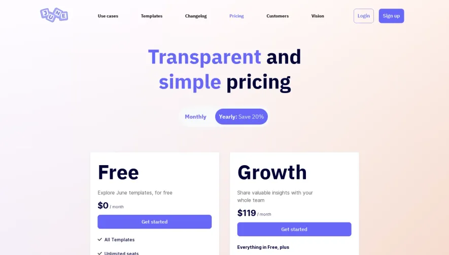 June Pricing Page