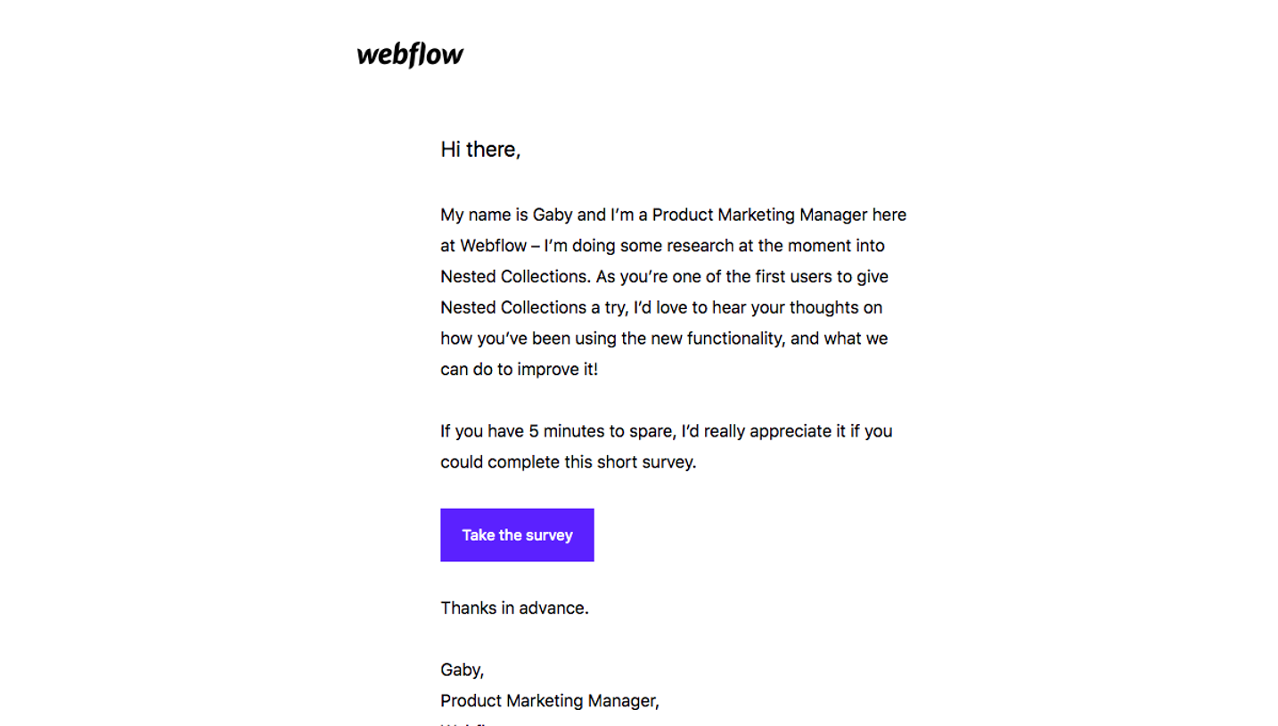 Webflow Survey Emails