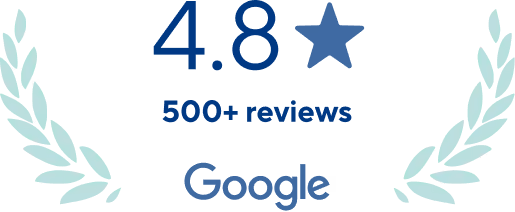 Rating of 4.8 stars based on 500+ Google reviews.