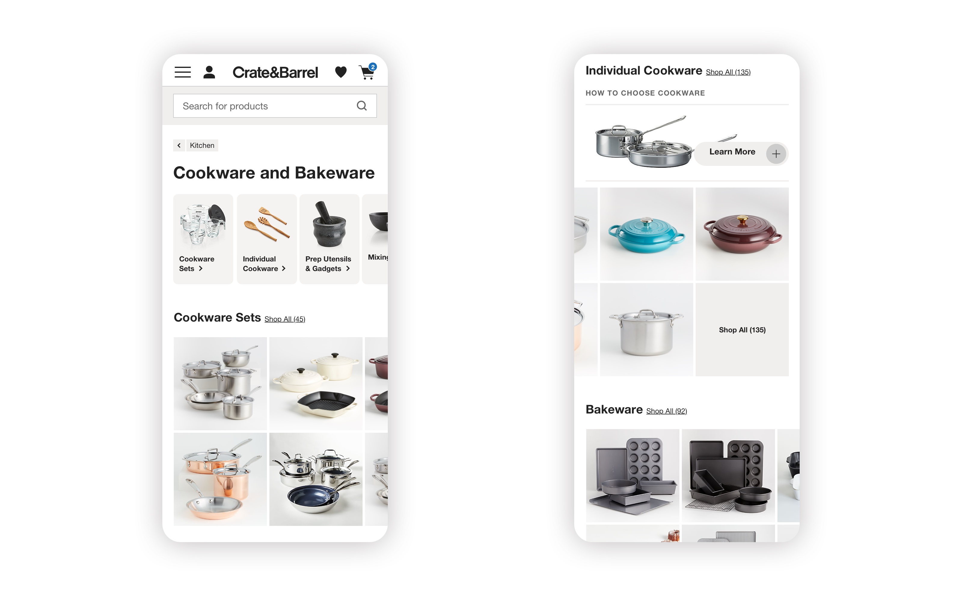Mobile Category Page Examples