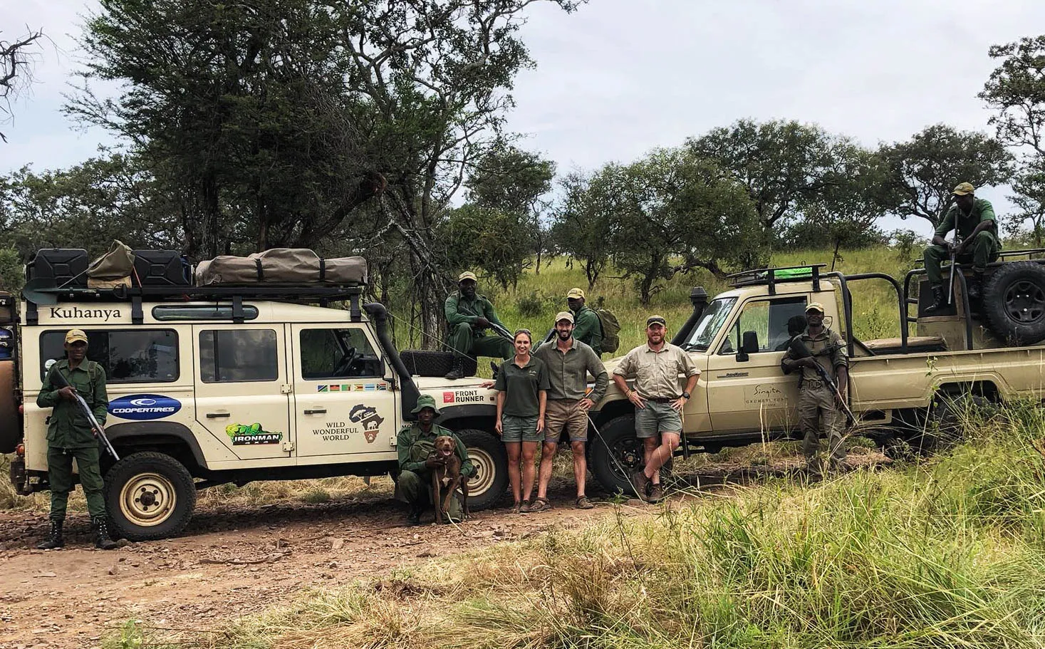 Michelle, Grant, Kuhanya the Landy, and the Singita Grumeti Anti-Poaching Team © Wild Wonderful World