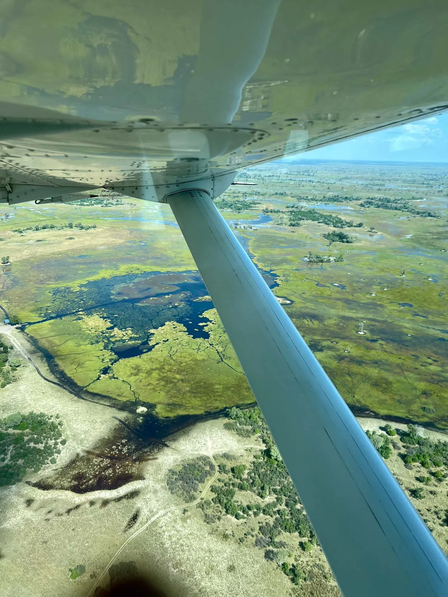 View from the bush plane flying over the Okavango Delta