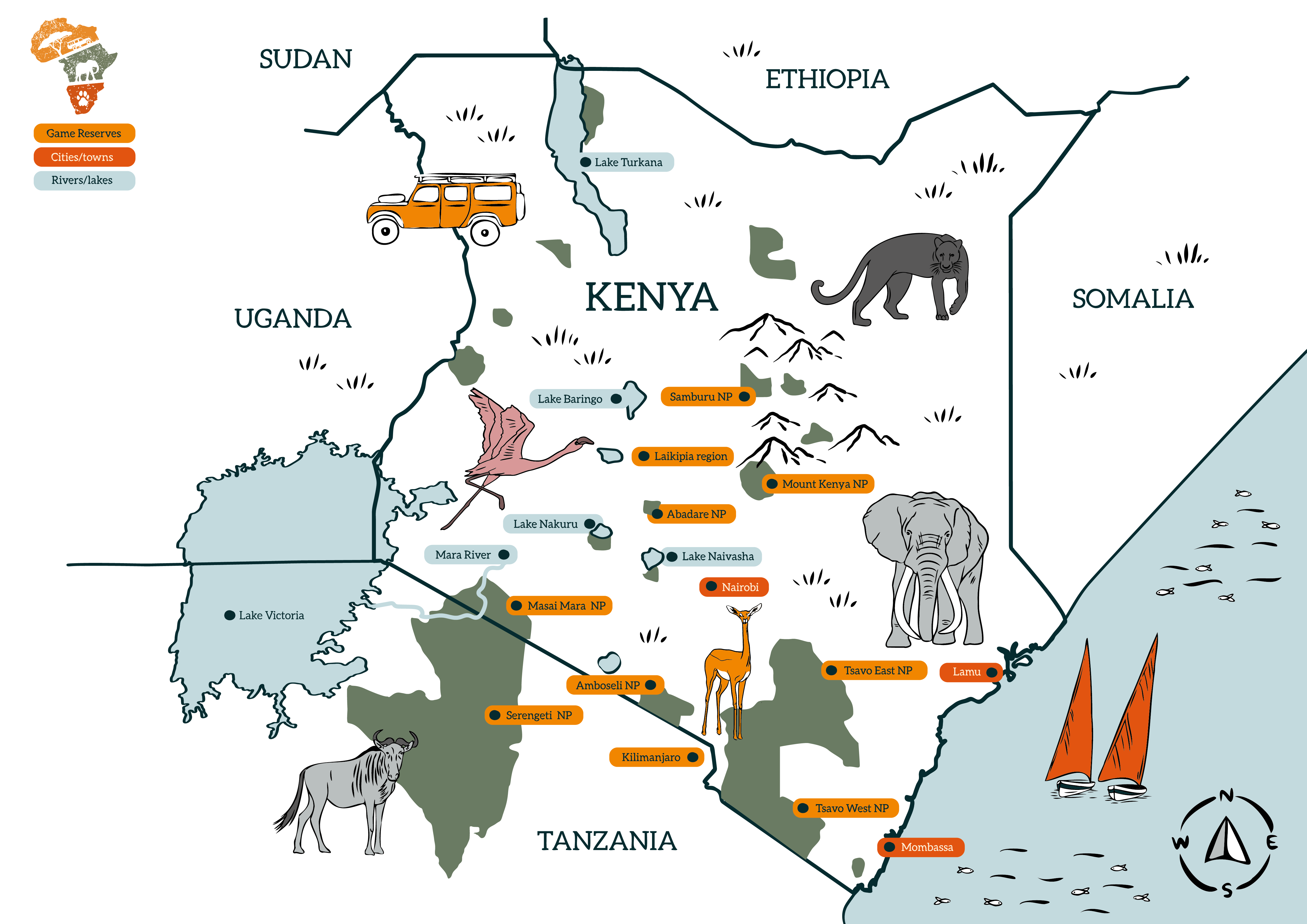 map of kenya