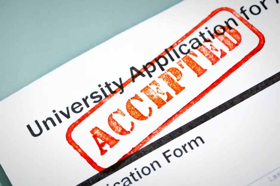 University application accepted stamp