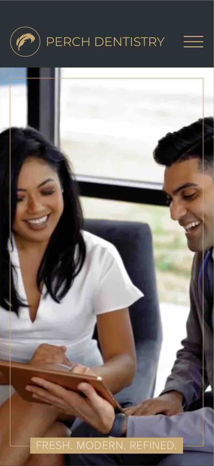 A screenshot of the mobile version of the Perch Dentistry website