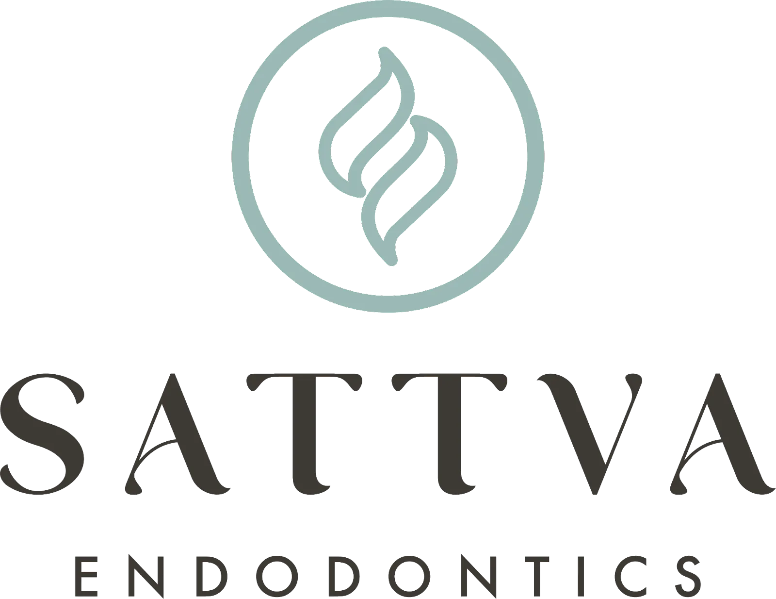 Logo of Sattva Endodontics featuring a stylized leaf within a circle above the text "Sattva Endodontics".