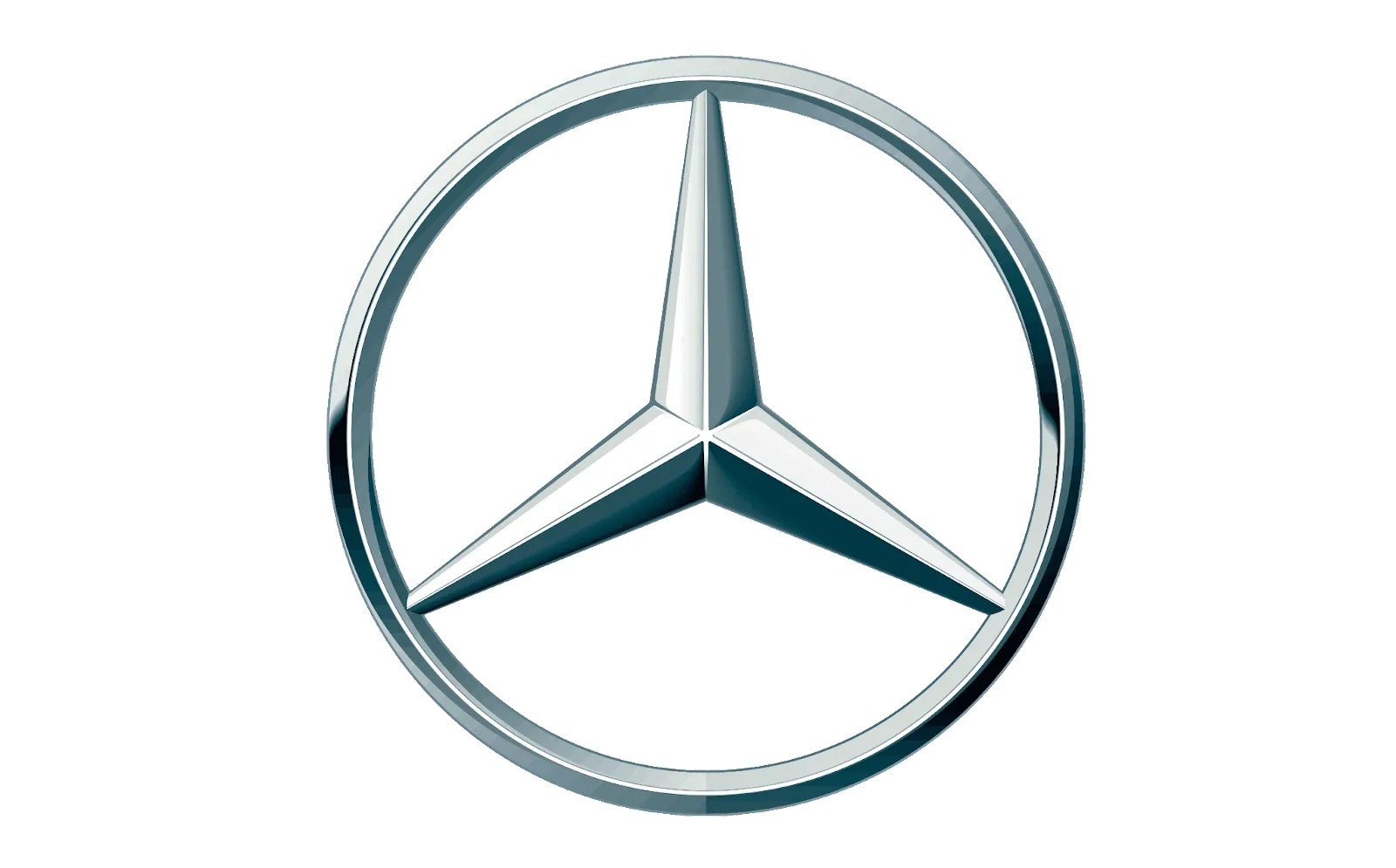 Mercedes-Benz logo featuring a three-pointed star enclosed in a silver circle, much like how Studio 8E8 uses strong branding in dental marketing to symbolize quality and excellence.