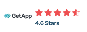 See RoverPass's impressive 4.6-star rating on GetApp. This image showcases customer satisfaction and positive reviews for their campground management software on a leading software review platform