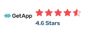 Image showing GetApp logo and RoverPass star rating of 4.6 out of 5 stars 