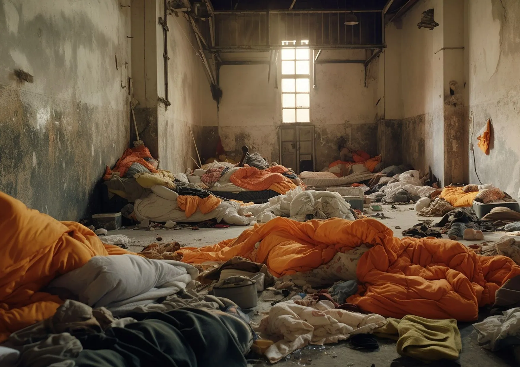 AI image, room full of abandoned cloths