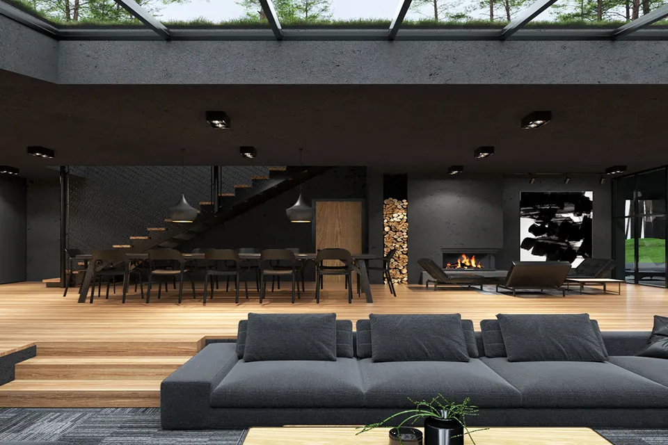 Matte Black Villa in Harriman State Park, New York